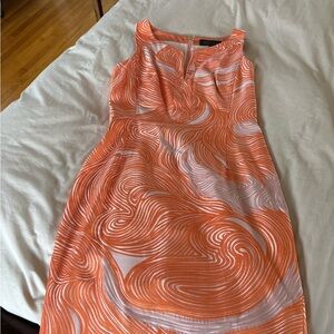 Hilton Harris Swirl Patterned Orange Dress